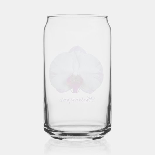 Witte en Paarse Phalaenopsis Orchid Floral Blikvorm Glas (Achterkant)