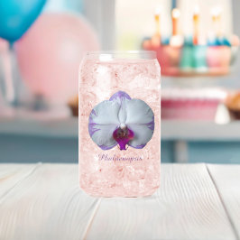 Witte en Paarse Phalaenopsis Orchid Floral Blikvorm Glas
