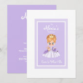 Witte en paarse prinses verjaardagscans kaart (Voorkant / Achterkant)