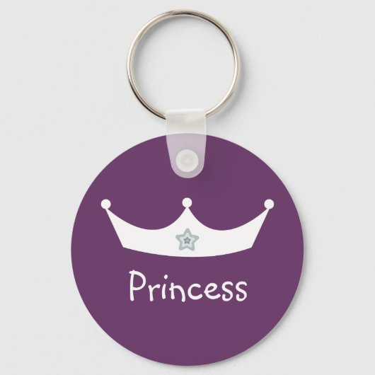 Witte en paarse prinseskroonketting sleutelhanger (Voorkant)