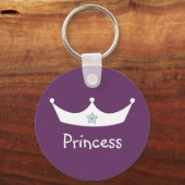 Witte en paarse prinseskroonketting sleutelhanger (Voorkant)