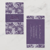 Witte en Paarse retro bloemmotief Sjabloon Visitekaartje (Voorkant / Achterkant)