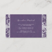 Witte en Paarse retro bloemmotief Sjabloon Visitekaartje (Achterkant)