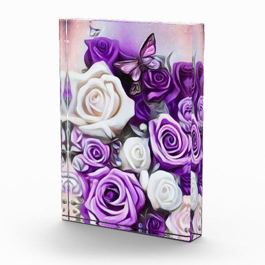 Witte en Paarse Rozen Fotoblokken (Rechts)