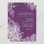 Witte en Paarse Snowflakes Weddenschap 3 Kaart (Voorkant / Achterkant)