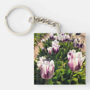 Witte en Paarse strips Sleutelhanger