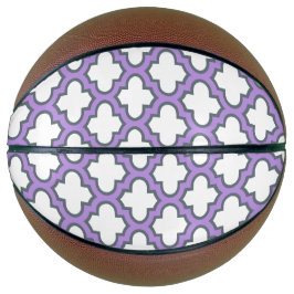 Witte en Paarse trellis, rooster, quatrefoil Basketbal