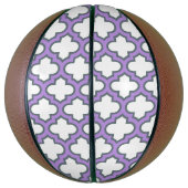 Witte en Paarse trellis, rooster, quatrefoil Basketbal (Verticaal)