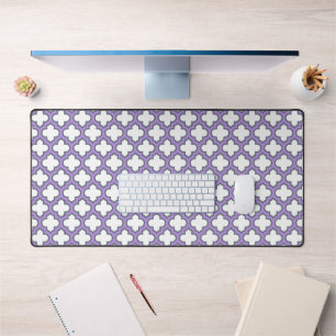 Witte en Paarse trellis, rooster, quatrefoil Bureaumat