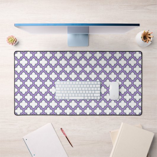 Witte en Paarse trellis, rooster, quatrefoil Bureaumat (Kantoor 1)