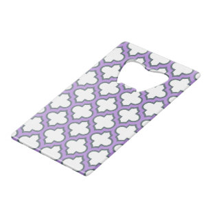 Witte en Paarse trellis, rooster, quatrefoil Creditkaart Flessenopener