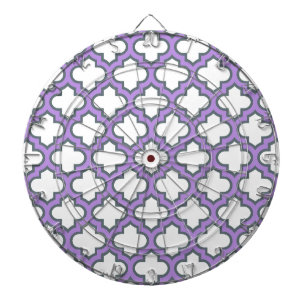 Witte en Paarse trellis, rooster, quatrefoil Dartbord