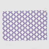 Witte en Paarse trellis, rooster, quatrefoil Golfhanddoek (Horizontaal)