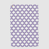 Witte en Paarse trellis, rooster, quatrefoil Golfhanddoek (Voorkant)