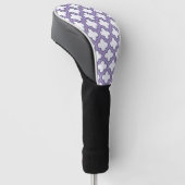 Witte en Paarse trellis, rooster, quatrefoil Golfheadcover (Schuin)