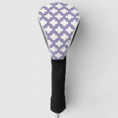 Witte en Paarse trellis, rooster, quatrefoil Golfheadcover (Voorkant)