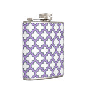 Witte en Paarse trellis, rooster, quatrefoil Heupfles (Rechts)