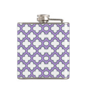 Witte en Paarse trellis, rooster, quatrefoil Heupfles (Achterkant)