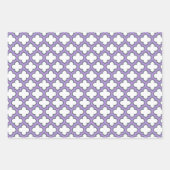 Witte en Paarse trellis, rooster, quatrefoil Inpakpapier Vel (Voorkant)