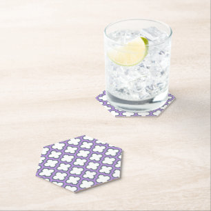 Witte en Paarse trellis, rooster, quatrefoil Kartonnen Onderzetters