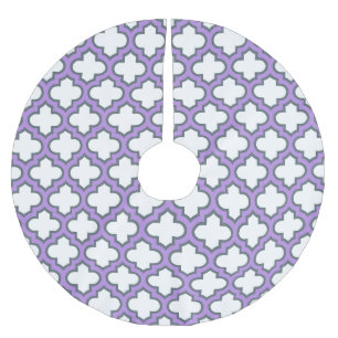 Witte en Paarse trellis, rooster, quatrefoil Kerstboom Rok