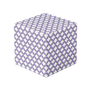 Witte en Paarse trellis, rooster, quatrefoil Kubus