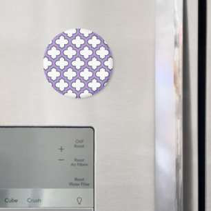 Witte en Paarse trellis, rooster, quatrefoil Magneet