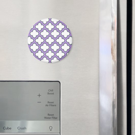Witte en Paarse trellis, rooster, quatrefoil Magneet (Insitu (Koelkast))