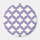 Witte en Paarse trellis, rooster, quatrefoil Magneet (Voorkant)