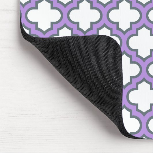 Witte en Paarse trellis, rooster, quatrefoil Muismat (Hoek)