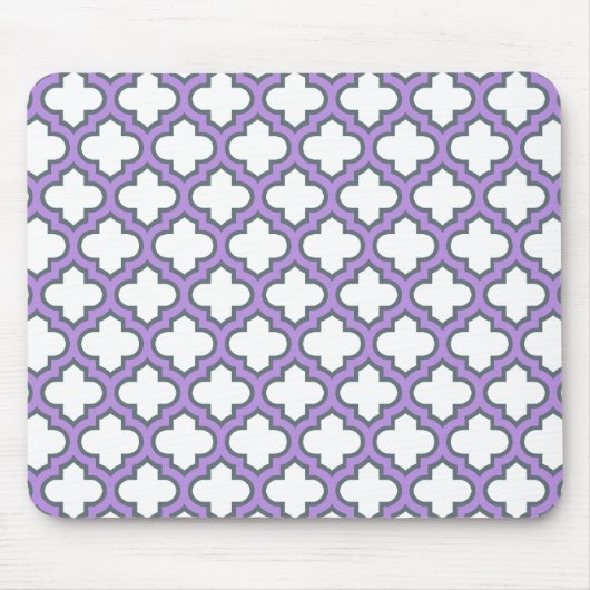 Witte en Paarse trellis, rooster, quatrefoil Muismat (Voorkant)