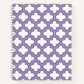 Witte en Paarse trellis, rooster, quatrefoil Notitieboek (Voorkant)