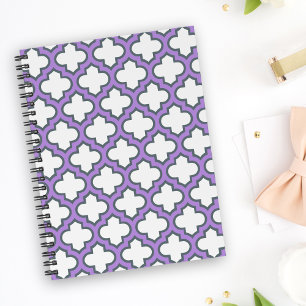 Witte en Paarse trellis, rooster, quatrefoil Notitieboek