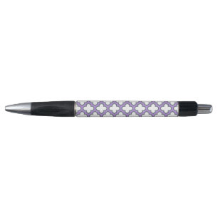Witte en Paarse trellis, rooster, quatrefoil Pen