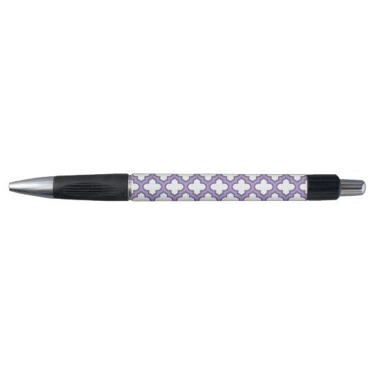 Witte en Paarse trellis, rooster, quatrefoil Pen (Voorkant)