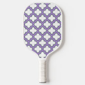 Witte en Paarse trellis, rooster, quatrefoil Pickleball Paddle (Voorkant)