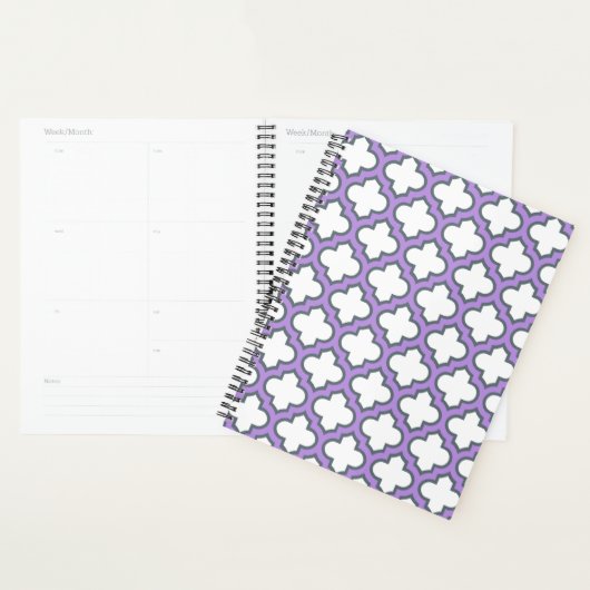 Witte en Paarse trellis, rooster, quatrefoil Planner (Display)