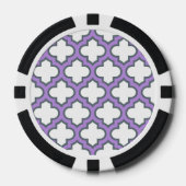Witte en Paarse trellis, rooster, quatrefoil Poker Chips (Voorkant)