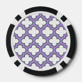Witte en Paarse trellis, rooster, quatrefoil Poker Chips (Achterkant)