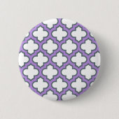 Witte en Paarse trellis, rooster, quatrefoil Ronde Button 5,7 Cm (Voorkant)