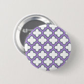 Witte en Paarse trellis, rooster, quatrefoil Ronde Button 5,7 Cm (Voorkant /achterkant)
