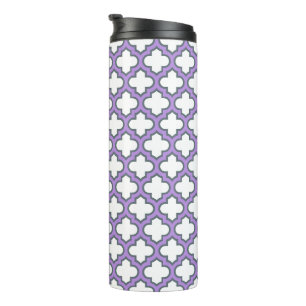Witte en Paarse trellis, rooster, quatrefoil Thermosbeker