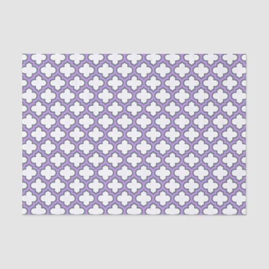 Witte en Paarse trellis, rooster, quatrefoil Tissuepapier (Voorkant)