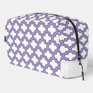 Witte en Paarse trellis, rooster, quatrefoil Toilettasje