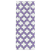 Witte en Paarse trellis, rooster, quatrefoil Wijn Cadeautas (Achterkant)