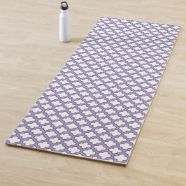 Witte en Paarse trellis, rooster, quatrefoil Yogamat