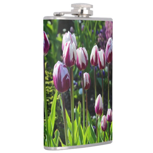 Witte en Paarse Tulpen Heupfles (Rechts)