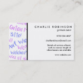 Witte en paarse visitekaartje (Achterkant)