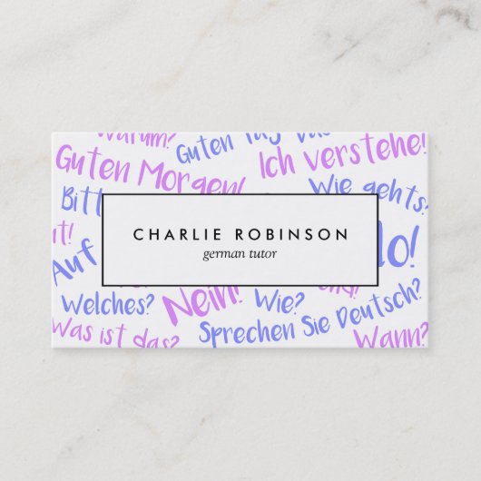 Witte en paarse visitekaartje (Voorkant)