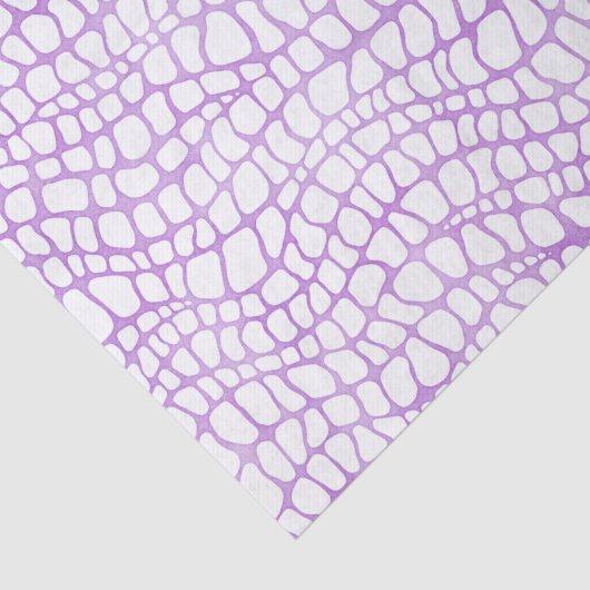 Witte en Paarse Waterverf Krokodile Huidpatroon Tissuepapier (Detail)